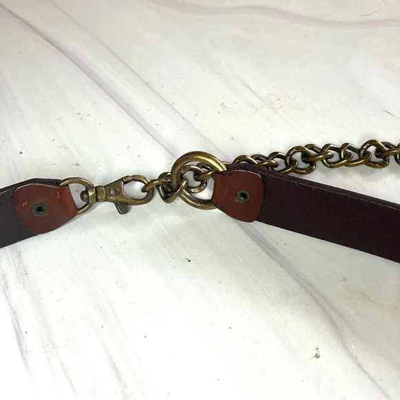 Vintage Y2K Old Navy Leather and Chain Belt S M‎ L - Picture 4 of 5
